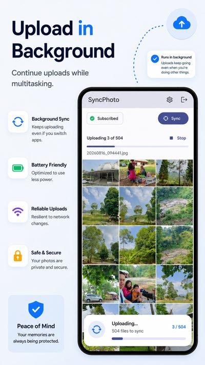 Upload photos in the background